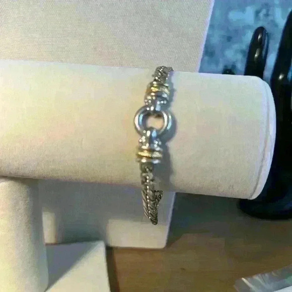 Monet Silver and Gold tone Bracelet with clasp - Picture 3 of 5